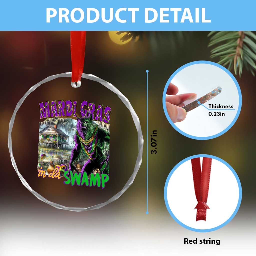Funny Mardi Gras Rougarou Crystal Glass Ornament Mardi Gras In Da Swamp Cryptids Of Louisiana TS11 Print Your Wear