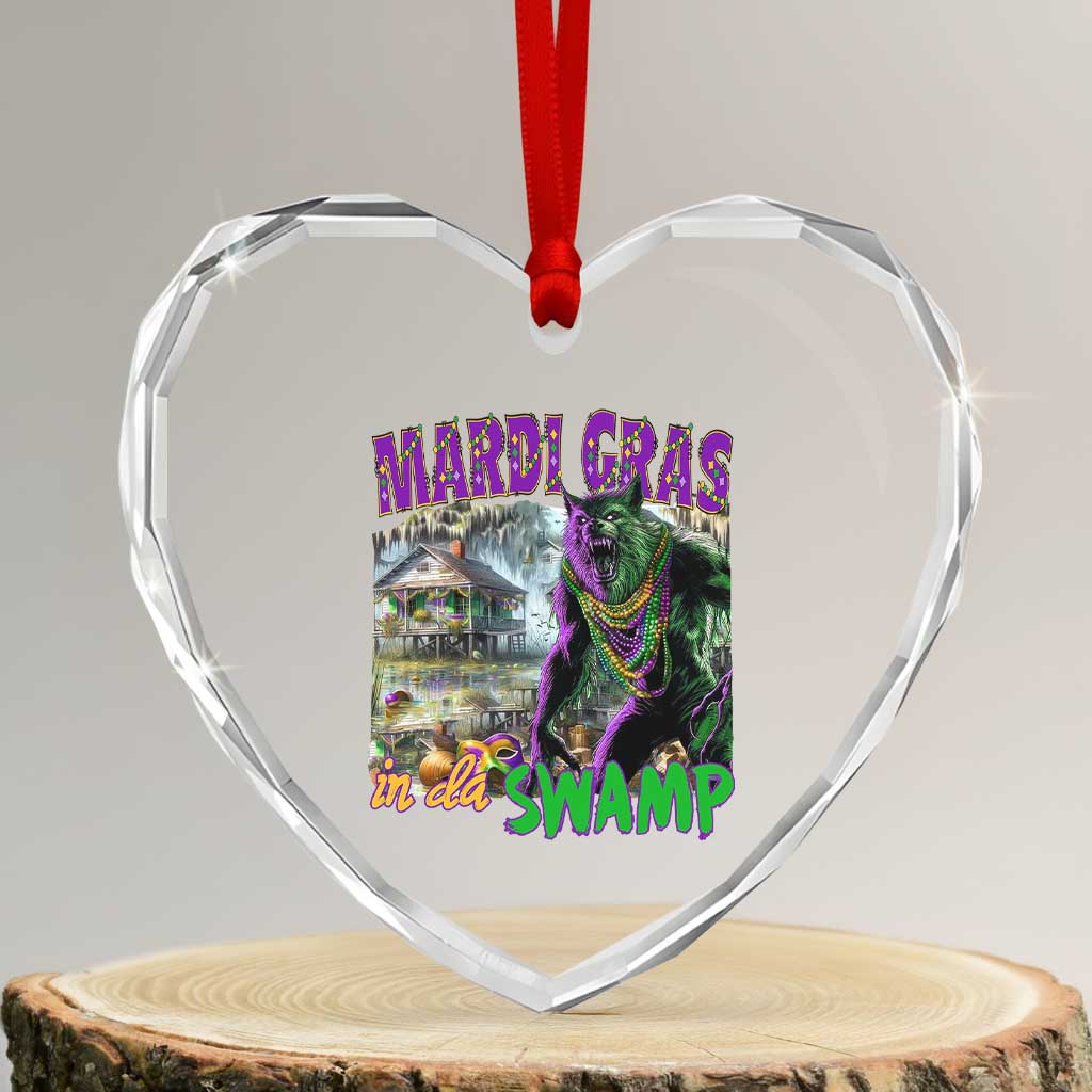Funny Mardi Gras Rougarou Heart Crystal Glass Ornament Mardi Gras In Da Swamp Cryptids Of Louisiana TS11 Transparent Glass 3'' Heart Print Your Wear