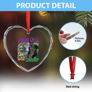 Funny Mardi Gras Rougarou Heart Crystal Glass Ornament Mardi Gras In Da Swamp Cryptids Of Louisiana TS11 Print Your Wear