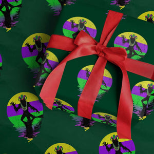 Funny Mardi Gras Rougarou Wrapping Paper Roll Beads Carnival Cryptids Of Louisiana TS11 Green Print Your Wear