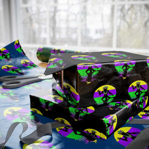 Funny Mardi Gras Rougarou Wrapping Paper Roll Beads Carnival Cryptids Of Louisiana TS11 Black Print Your Wear