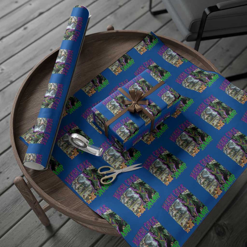 Funny Mardi Gras Rougarou Wrapping Paper Roll Mardi Gras In Da Swamp Cryptids Of Louisiana TS11 Blue Print Your Wear