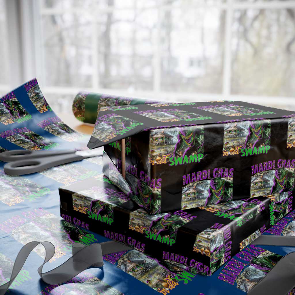 Funny Mardi Gras Rougarou Wrapping Paper Roll Mardi Gras In Da Swamp Cryptids Of Louisiana TS11 Black Print Your Wear