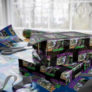 Funny Mardi Gras Rougarou Wrapping Paper Roll Mardi Gras In Da Swamp Cryptids Of Louisiana TS11 Black Print Your Wear