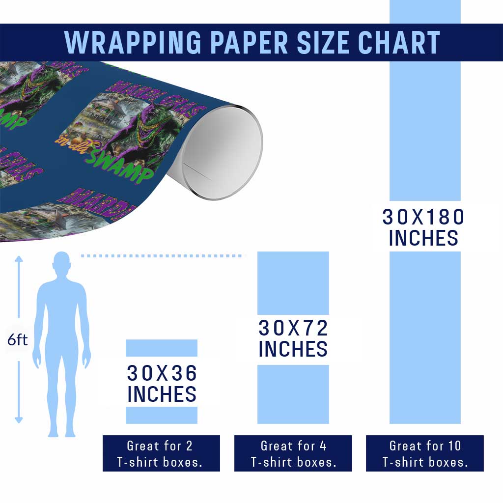 Funny Mardi Gras Rougarou Wrapping Paper Roll Mardi Gras In Da Swamp Cryptids Of Louisiana TS11 Print Your Wear