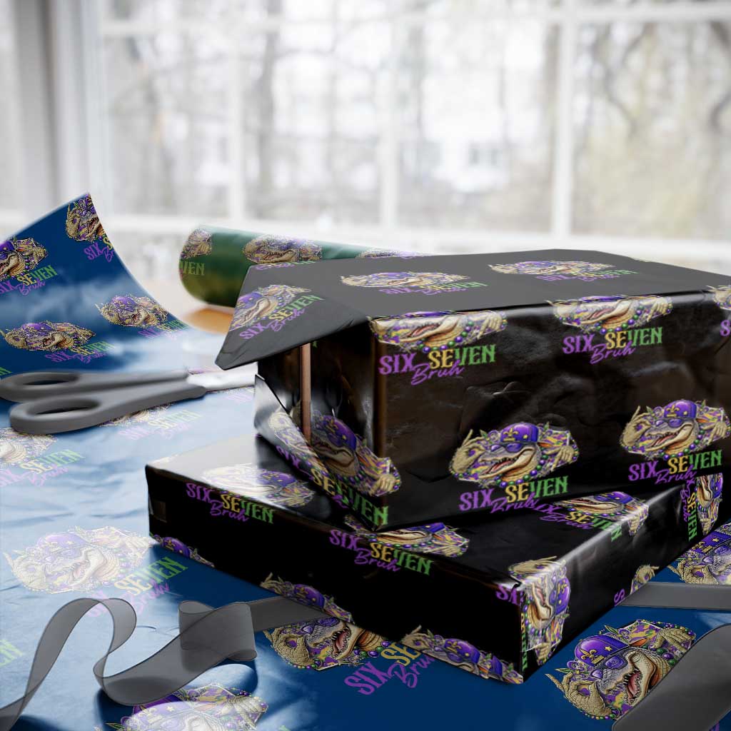 Funny Mardi Gras Six Seven Bruh Wrapping Paper Roll 67 Meme Mardigator Alligator TS11 Black Print Your Wear