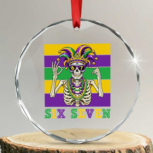 Funny Mardi Gras Skeleton Crystal Glass Ornament Six Seven Meme TS12 Transparent Glass 3'' Circle Print Your Wear