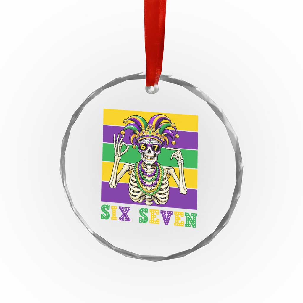 Funny Mardi Gras Skeleton Crystal Glass Ornament Six Seven Meme TS12 Print Your Wear