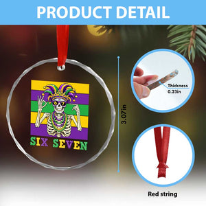 Funny Mardi Gras Skeleton Crystal Glass Ornament Six Seven Meme TS12 Print Your Wear