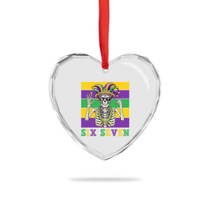 Funny Mardi Gras Skeleton Heart Crystal Glass Ornament Six Seven Meme TS12 Print Your Wear