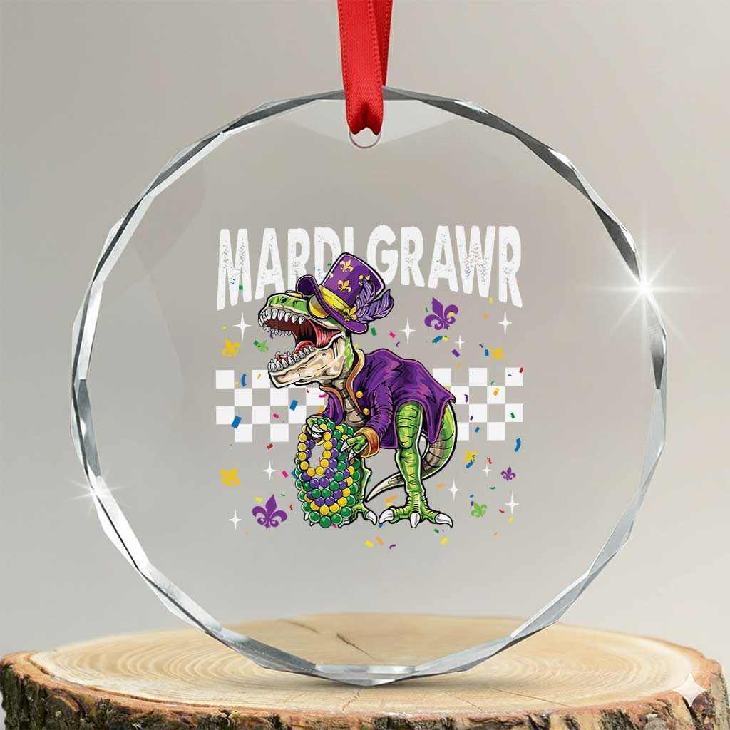 Funny Mardi Gras T-rex Dinosaur Crystal Glass Ornament Mardi Grawr Beads Carnival Party TS11 Transparent Glass 3'' Circle Print Your Wear