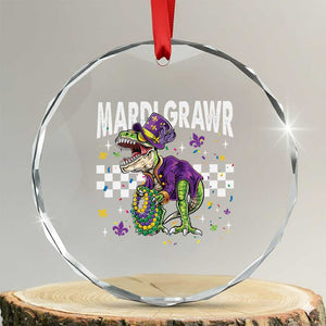 Funny Mardi Gras T-rex Dinosaur Crystal Glass Ornament Mardi Grawr Beads Carnival Party TS11 Transparent Glass 3'' Circle Print Your Wear