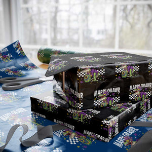Funny Mardi Gras T-rex Dinosaur Wrapping Paper Roll Mardi Grawr Beads Carnival Party TS11 Black Print Your Wear
