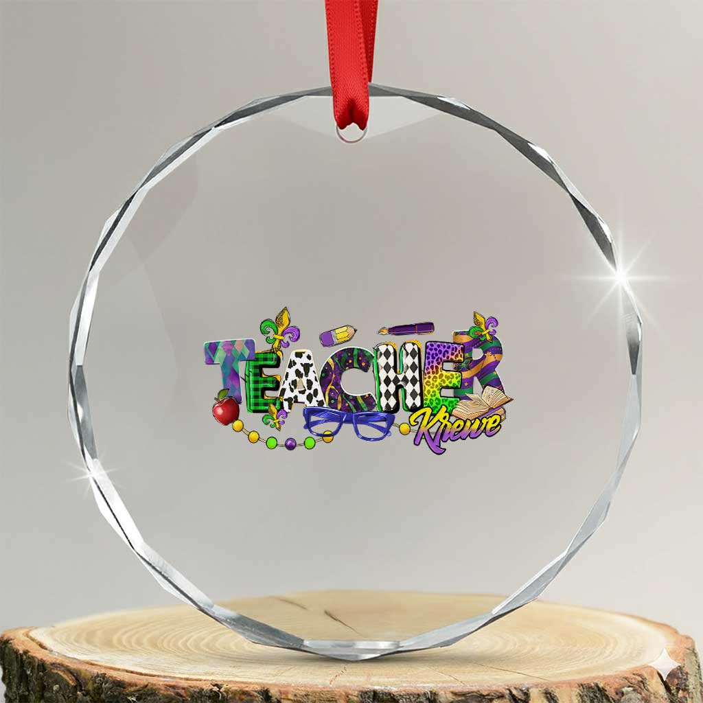 Funny Mardi Gras Teacher Krewe Crystal Glass Ornament Parade Carnival School Beads TS11 Transparent Glass 3'' Circle Print Your Wear