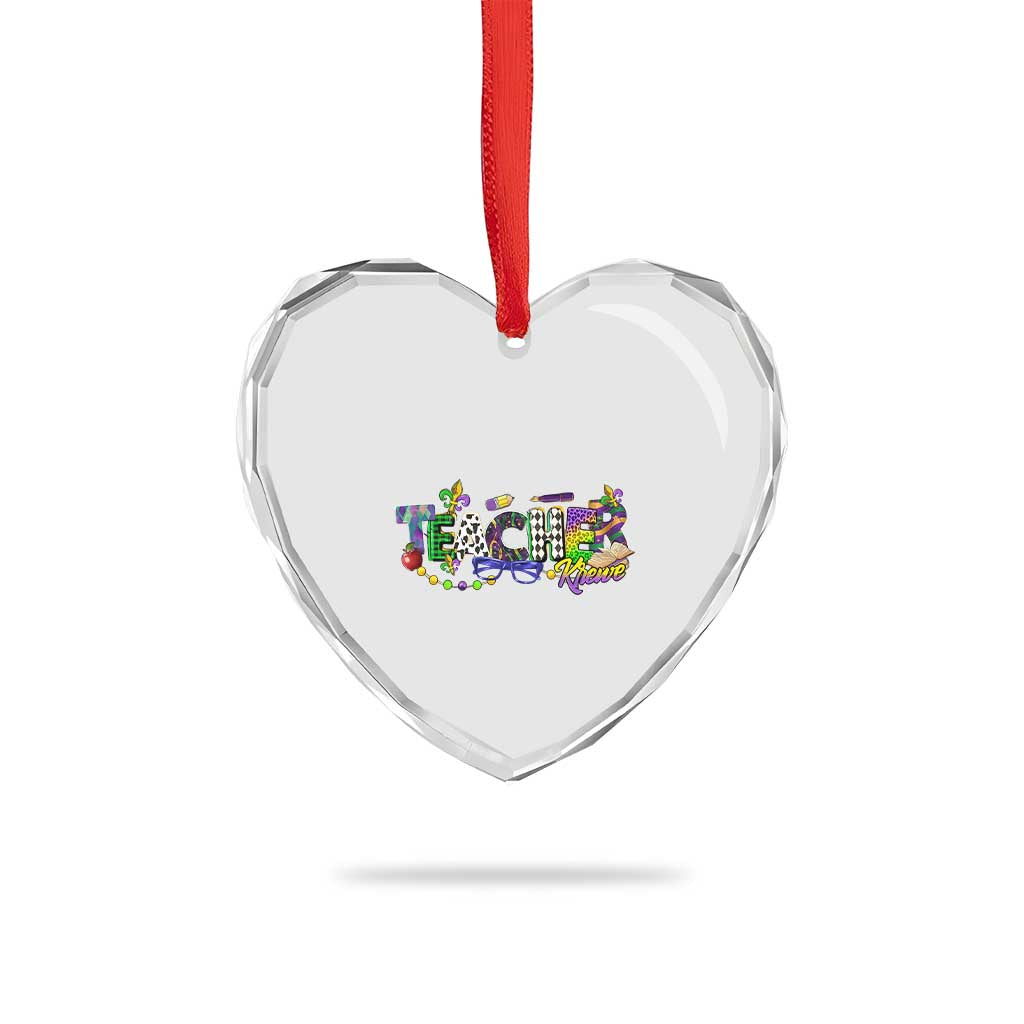 Funny Mardi Gras Teacher Krewe Heart Crystal Glass Ornament Parade Carnival School Beads TS11 Print Your Wear