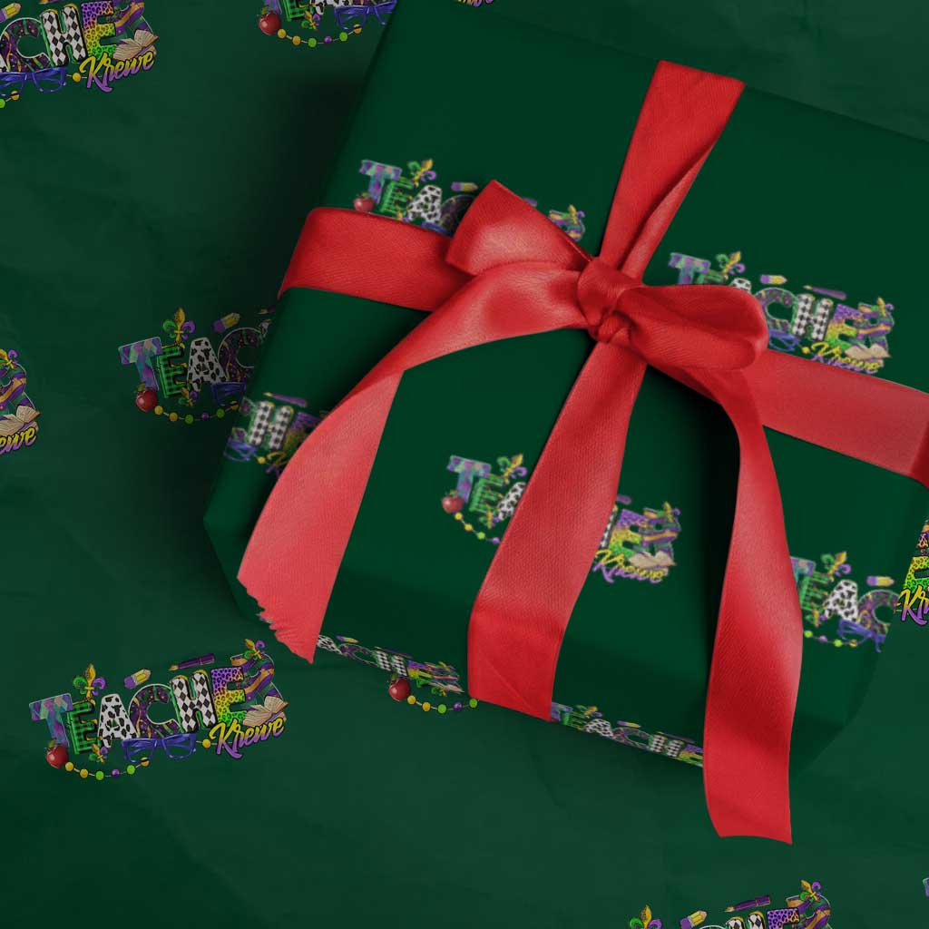 Funny Mardi Gras Teacher Krewe Wrapping Paper Roll Parade Carnival School Beads TS11 Green Print Your Wear