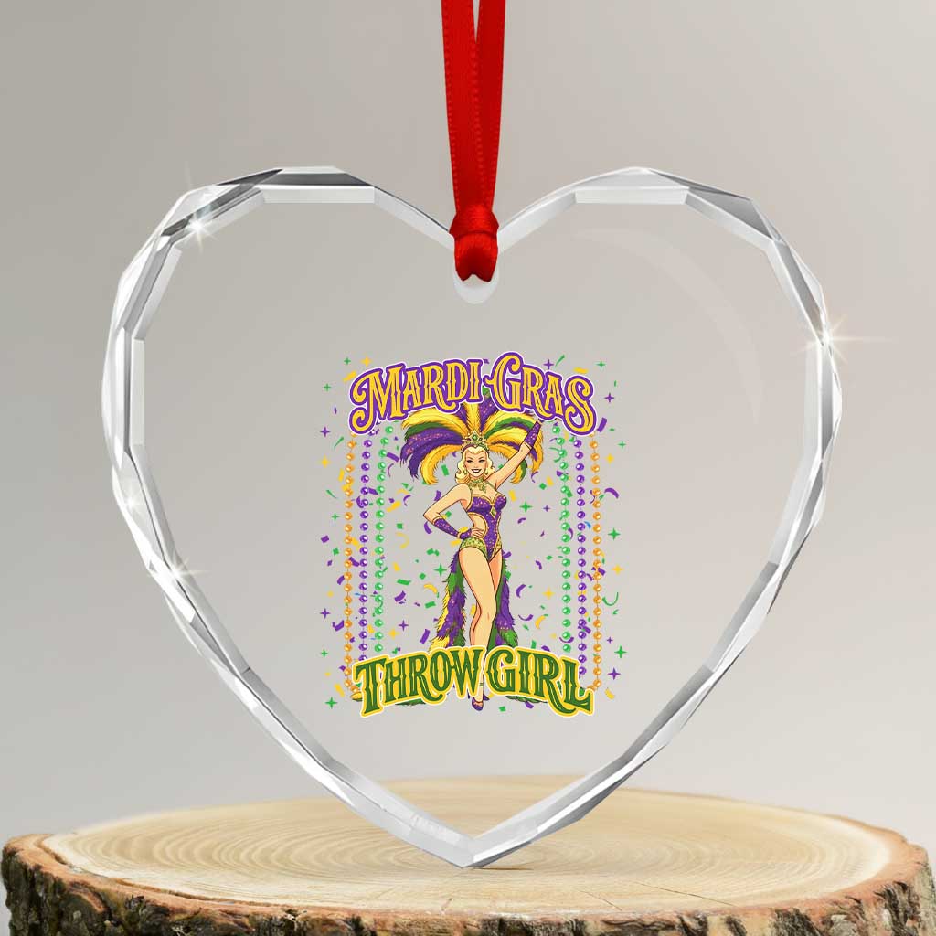 Funny Mardi Gras Throw Girl Heart Crystal Glass Ornament New Orleans Carnival Beads TS11 Transparent Glass 3'' Heart Print Your Wear
