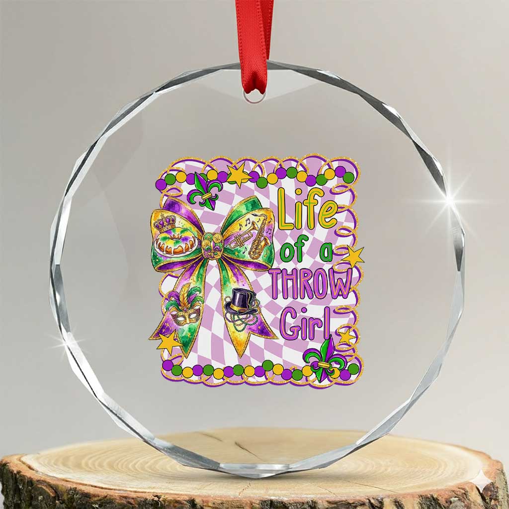 Funny Mardi Gras Throw Girl Life Crystal Glass Ornament Coquette Bow Carnival TS11 Transparent Glass 3'' Circle Print Your Wear