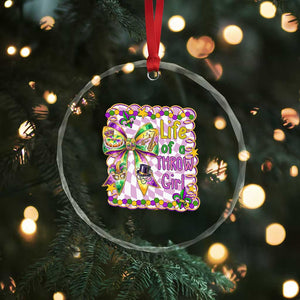 Funny Mardi Gras Throw Girl Life Crystal Glass Ornament Coquette Bow Carnival TS11 Print Your Wear