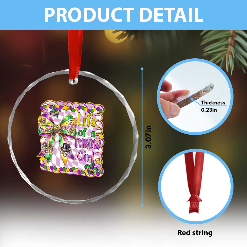 Funny Mardi Gras Throw Girl Life Crystal Glass Ornament Coquette Bow Carnival TS11 Print Your Wear