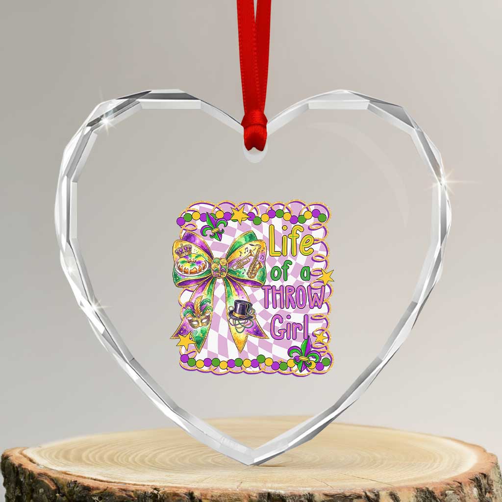 Funny Mardi Gras Throw Girl Life Heart Crystal Glass Ornament Coquette Bow Carnival TS11 Transparent Glass 3'' Heart Print Your Wear