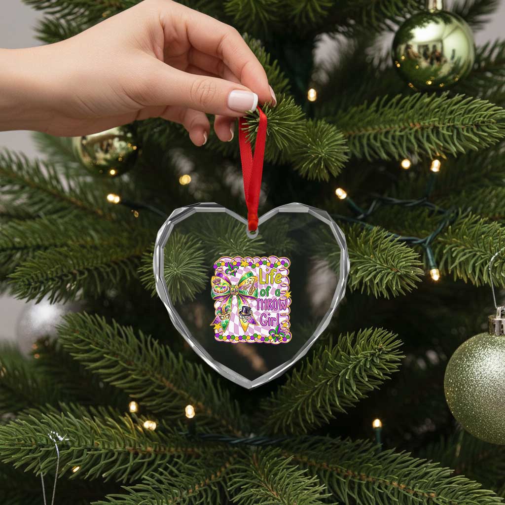 Funny Mardi Gras Throw Girl Life Heart Crystal Glass Ornament Coquette Bow Carnival TS11 Print Your Wear