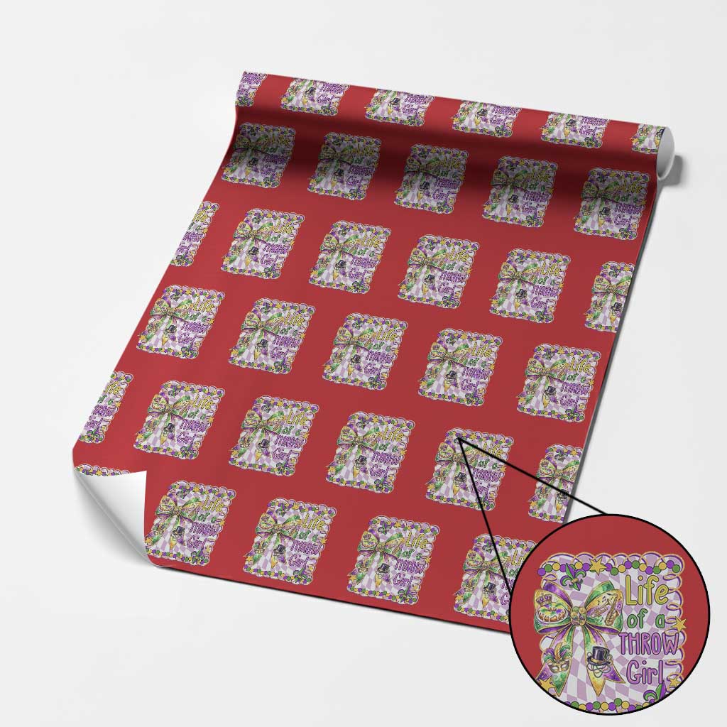 Funny Mardi Gras Throw Girl Life Wrapping Paper Roll Coquette Bow Carnival TS11 Red Print Your Wear