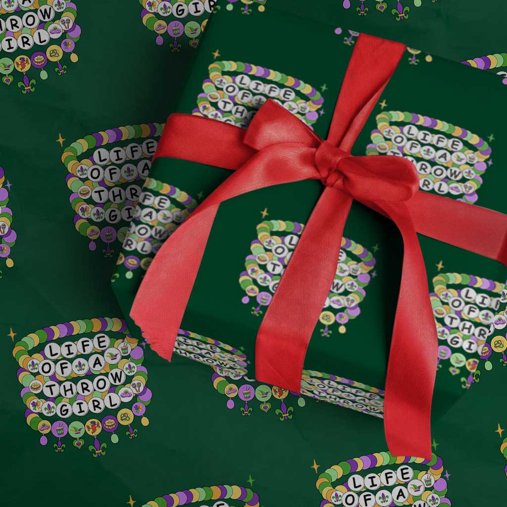 Funny Mardi Gras Throw Girl Life Wrapping Paper Roll Friendship Bracelet Beads TS11 Green Print Your Wear