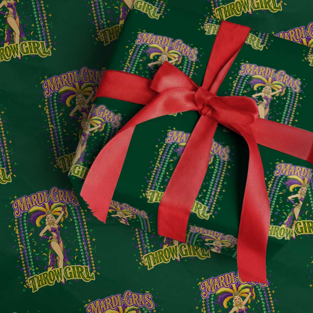 Funny Mardi Gras Throw Girl Wrapping Paper Roll New Orleans Carnival Beads TS11 Green Print Your Wear