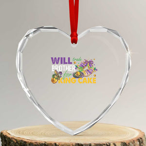 Funny Mardi Gras Will Trade Brother For King Cake Heart Crystal Glass Ornament Beads Doubloons TS11 Transparent Glass 3'' Heart Print Your Wear