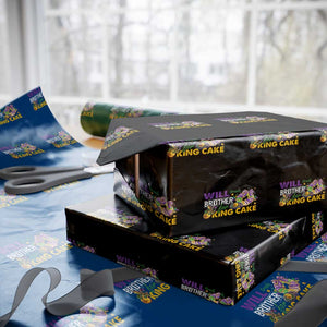 Funny Mardi Gras Will Trade Brother For King Cake Wrapping Paper Roll Beads Doubloons TS11 Black Print Your Wear