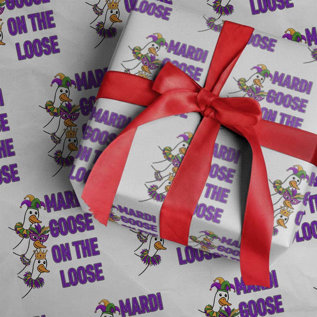 Funny Mardi Gras Wrapping Paper Roll Louisiana Carnival Silly Goose Festival TS14 White Print Your Wear