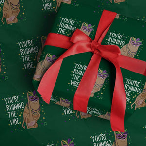 Funny Mardi Gras Wrapping Paper Roll Marcus The Worm Carnival Trendy Meme TS14 Green Print Your Wear
