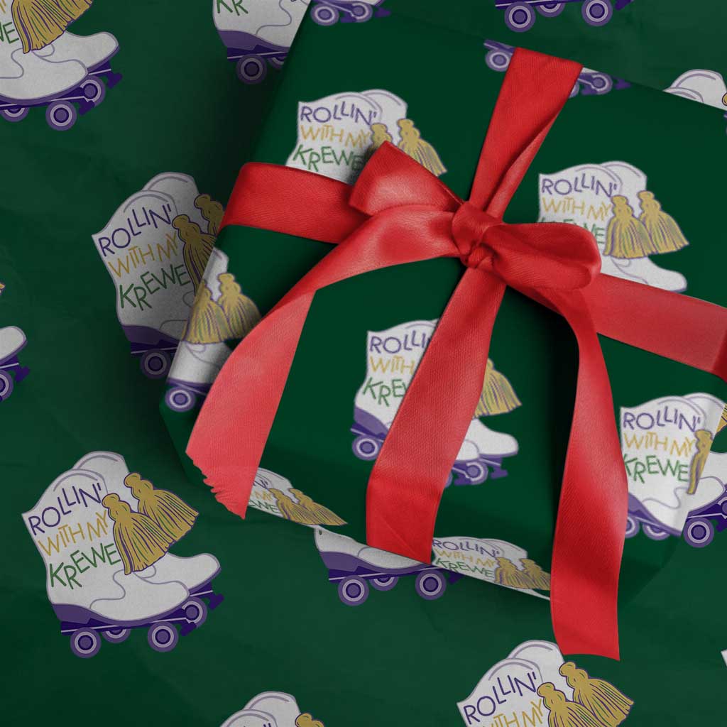 Funny Mardi Gras Wrapping Paper Roll Rollin' With My Krewe Marching Boots Carnival Party TS11 Green Print Your Wear