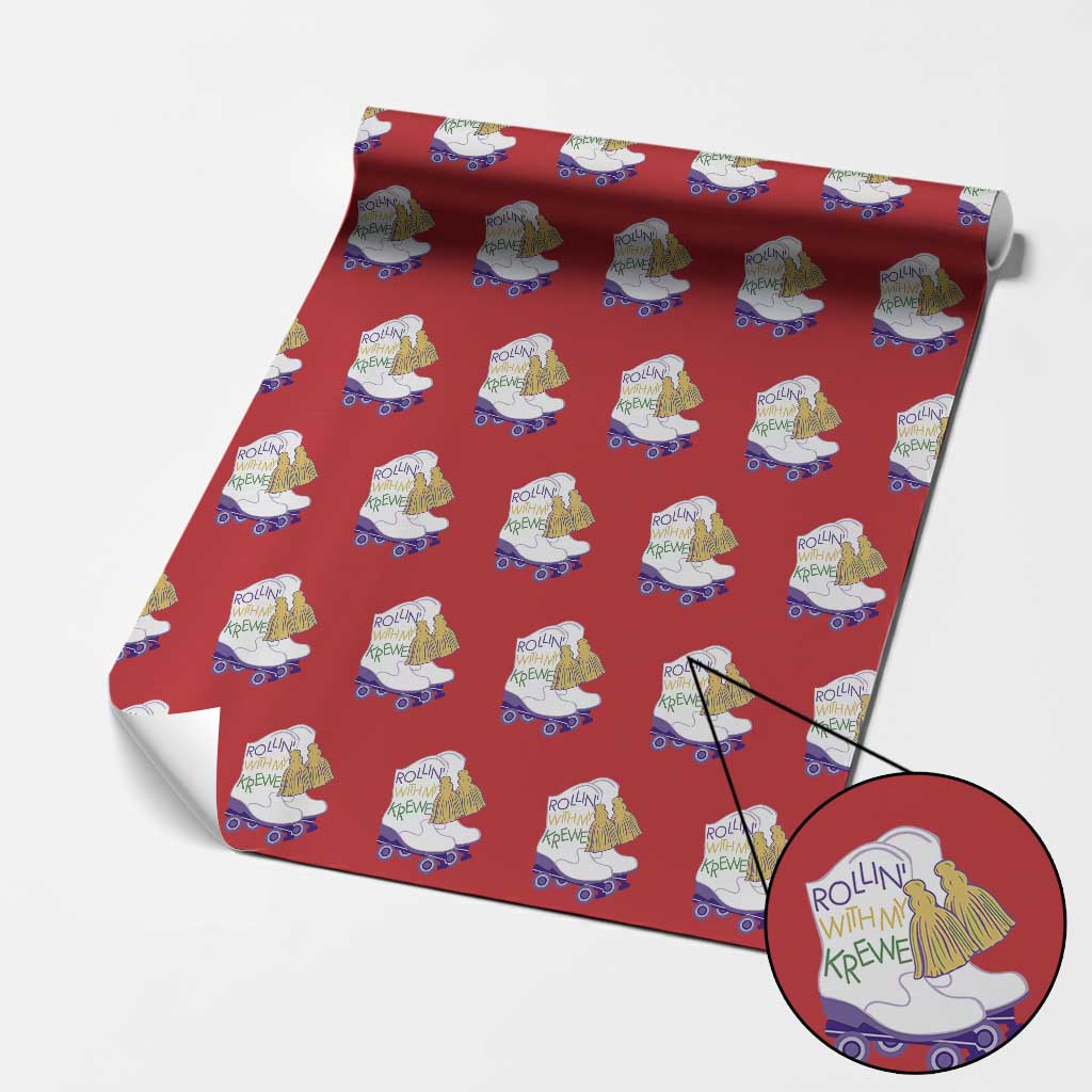 Funny Mardi Gras Wrapping Paper Roll Rollin' With My Krewe Marching Boots Carnival Party TS11 Red Print Your Wear