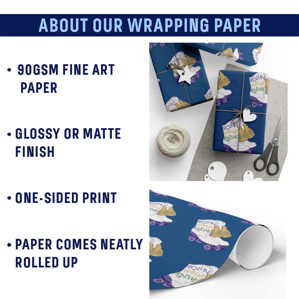 Funny Mardi Gras Wrapping Paper Roll Rollin' With My Krewe Marching Boots Carnival Party TS11 Print Your Wear