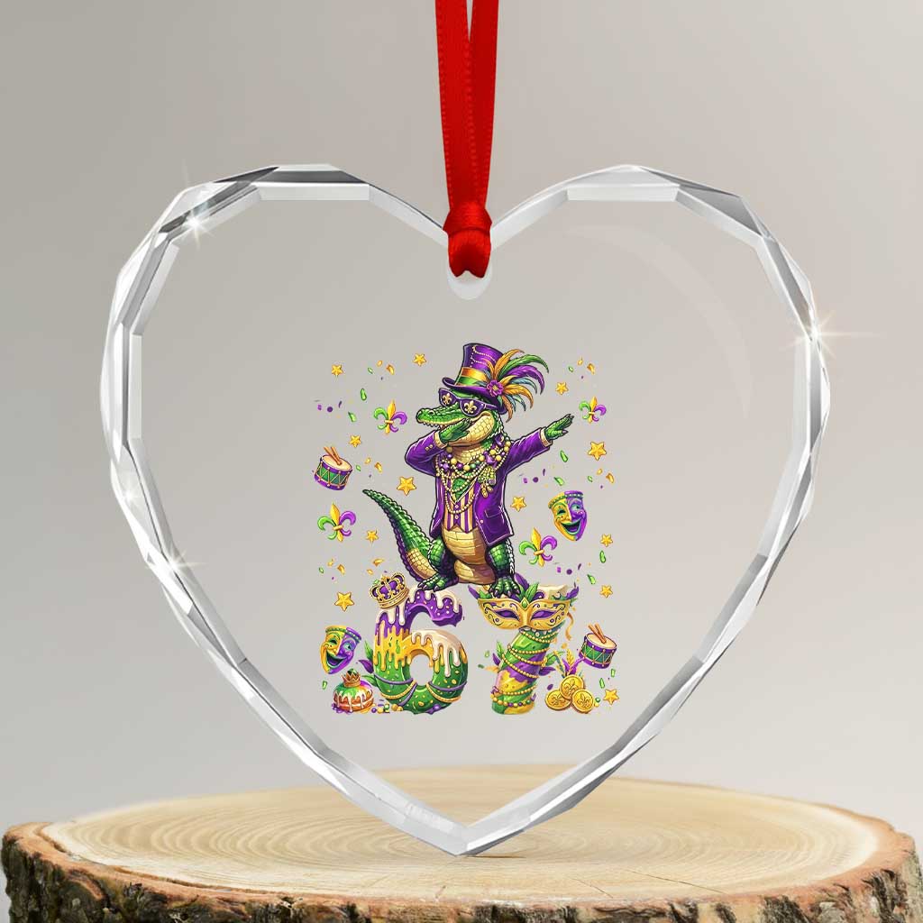 Funny Mardigator Alligator Six Seven Meme Heart Crystal Glass Ornament Mardi Gras Gifts TS12 Transparent Glass 3'' Heart Print Your Wear