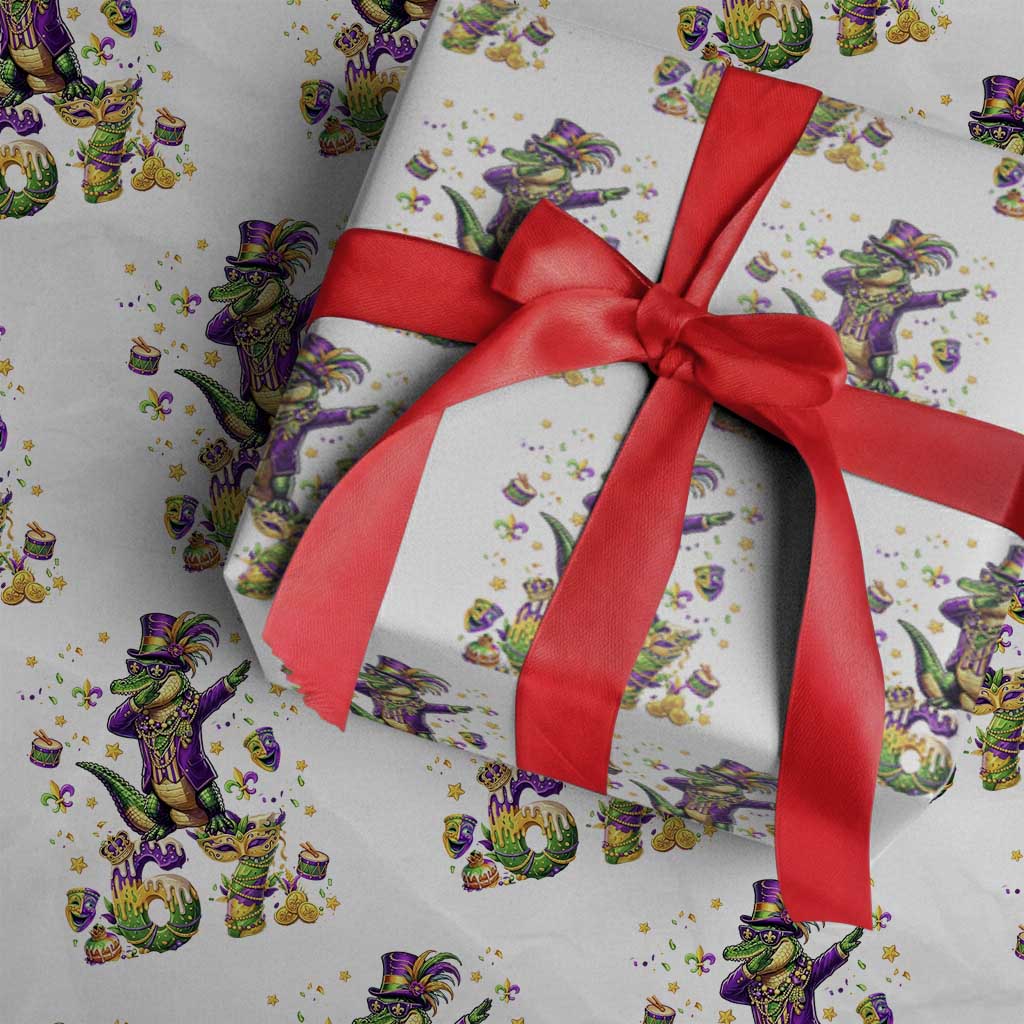 Funny Mardigator Alligator Six Seven Meme Wrapping Paper Roll Mardi Gras Gifts TS12 White Print Your Wear