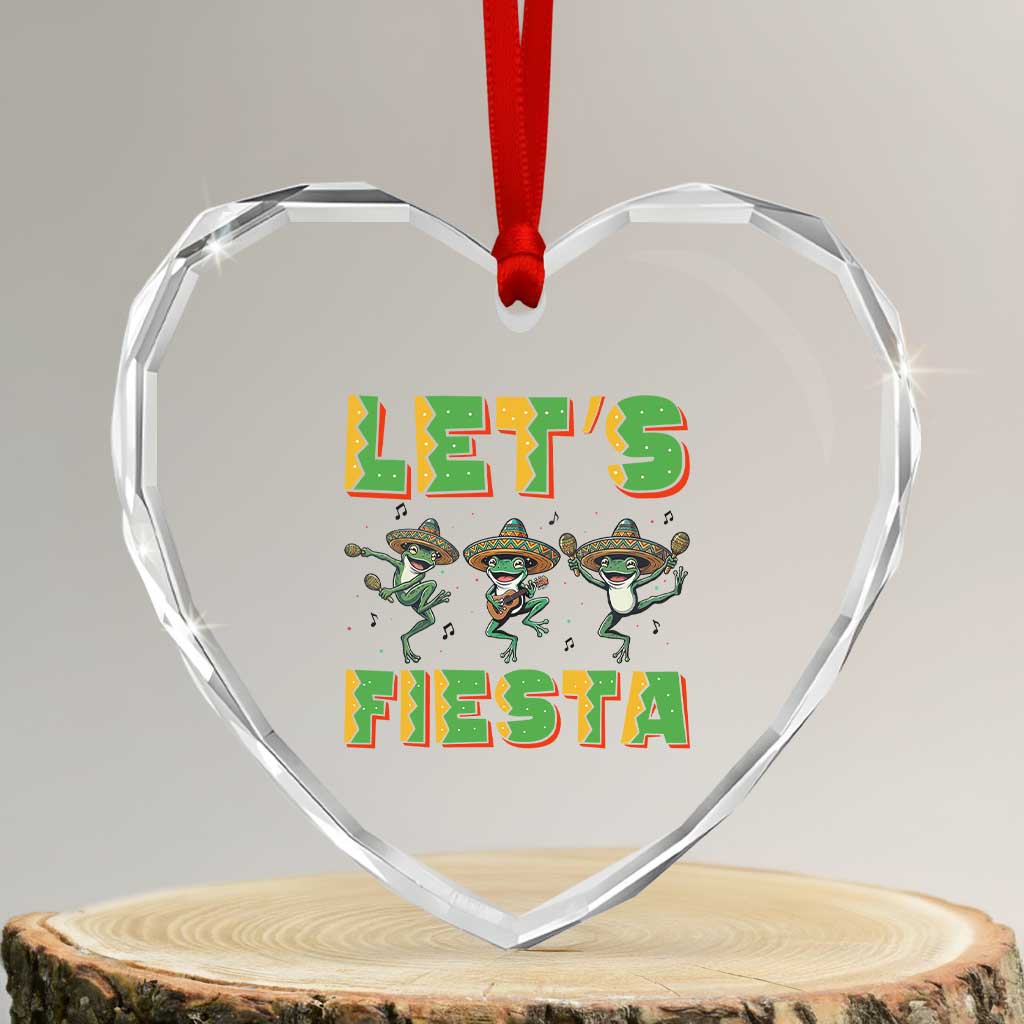 Funny Mariachi Frog Guitar Fiesta Heart Crystal Glass Ornament Cinco De Mayo Gift TS12 Transparent Glass 3'' Heart Print Your Wear