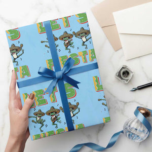 Funny Mariachi Frog Guitar Fiesta Wrapping Paper Roll Cinco De Mayo Gift TS12 Light Blue Print Your Wear