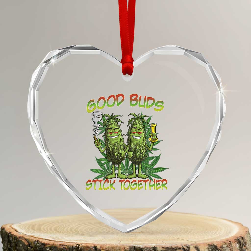 Funny Marijuana Heart Crystal Glass Ornament Good Buds Stick Together Couples 420 Weed Cannabis TS02 Transparent Glass 3'' Heart Print Your Wear