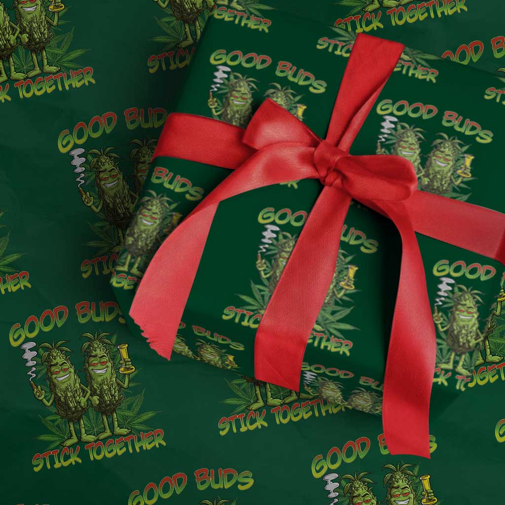Funny Marijuana Wrapping Paper Roll Good Buds Stick Together Couples 420 Weed Cannabis TS02 Green Print Your Wear
