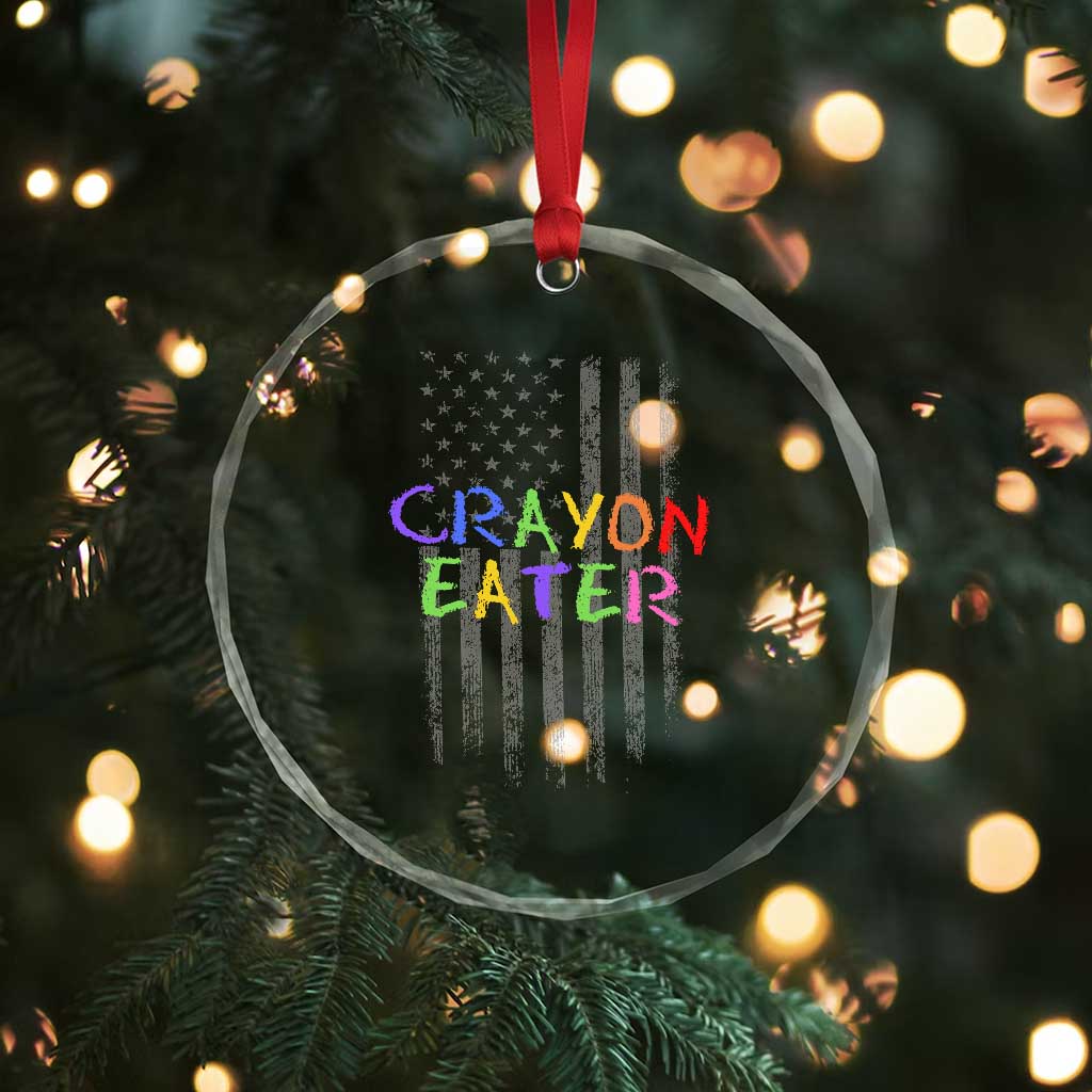 Funny Marine Military Veteran Crystal Glass Ornament Crayon Eater American Flag TS11 Print Your Wear