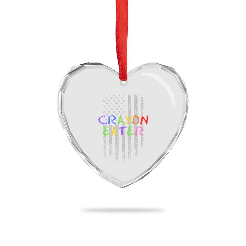 Funny Marine Military Veteran Heart Crystal Glass Ornament Crayon Eater American Flag TS11 Print Your Wear