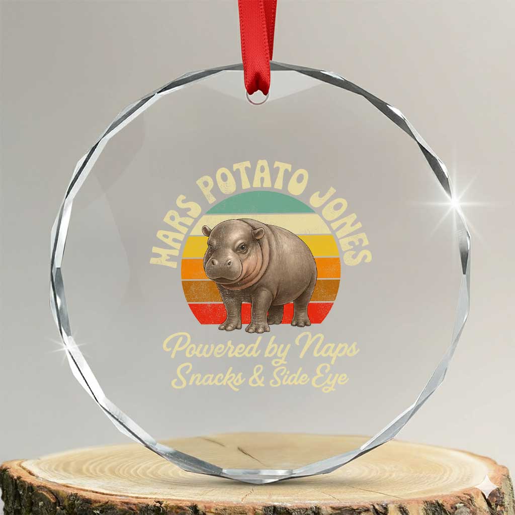 Funny Mars Potato Jones Crystal Glass Ornament Powered by Naps Snacks Side Eye Pygmy Hippo TS11 Transparent Glass 3'' Circle Print Your Wear