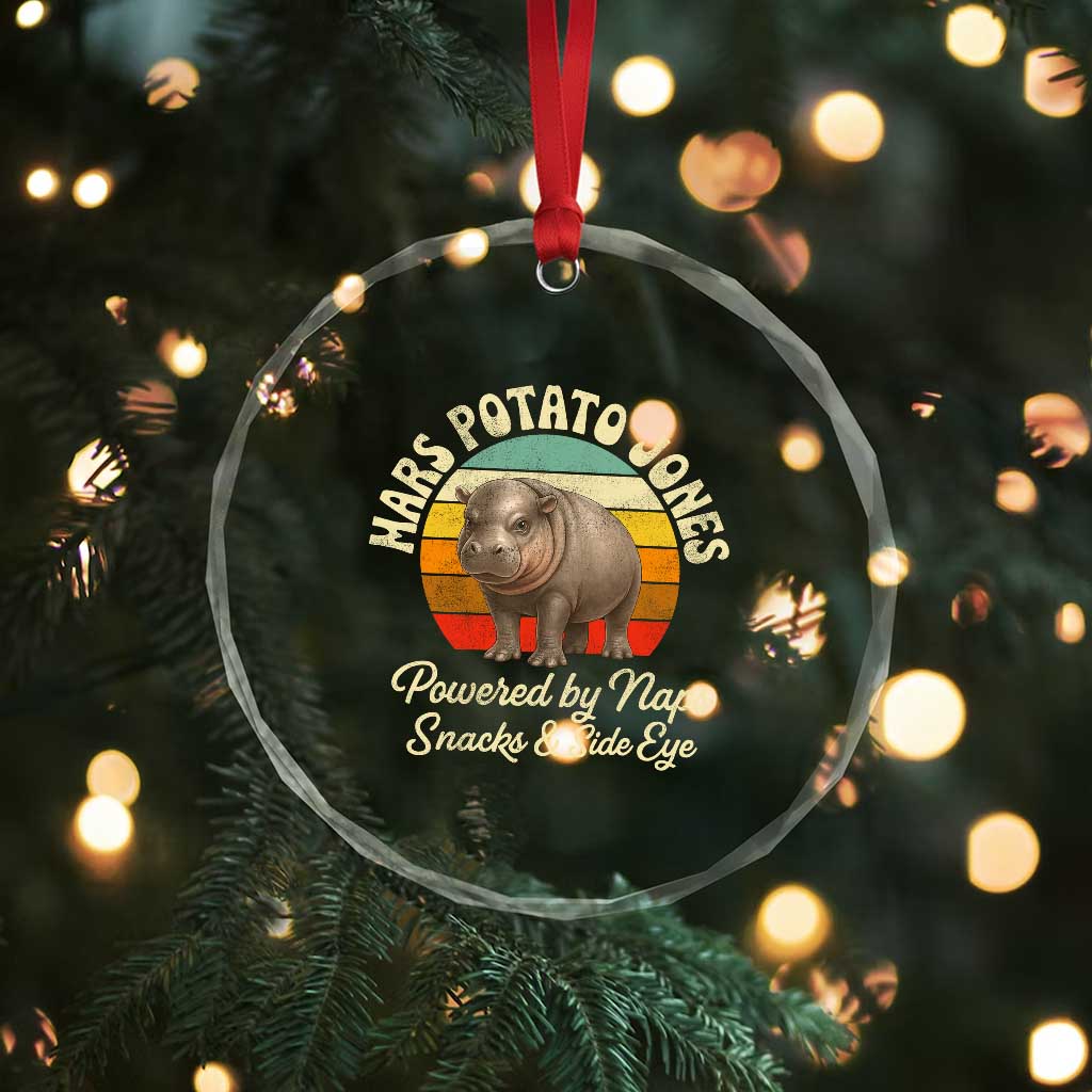 Funny Mars Potato Jones Crystal Glass Ornament Powered by Naps Snacks Side Eye Pygmy Hippo TS11 Print Your Wear