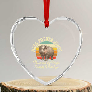 Funny Mars Potato Jones Heart Crystal Glass Ornament Powered by Naps Snacks Side Eye Pygmy Hippo TS11 Transparent Glass 3'' Heart Print Your Wear