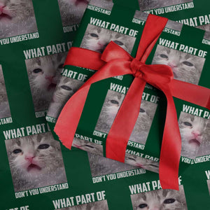 Funny Math Cat Lover Wrapping Paper Roll What Part Of Do Not You Understand TS14 Green Print Your Wear