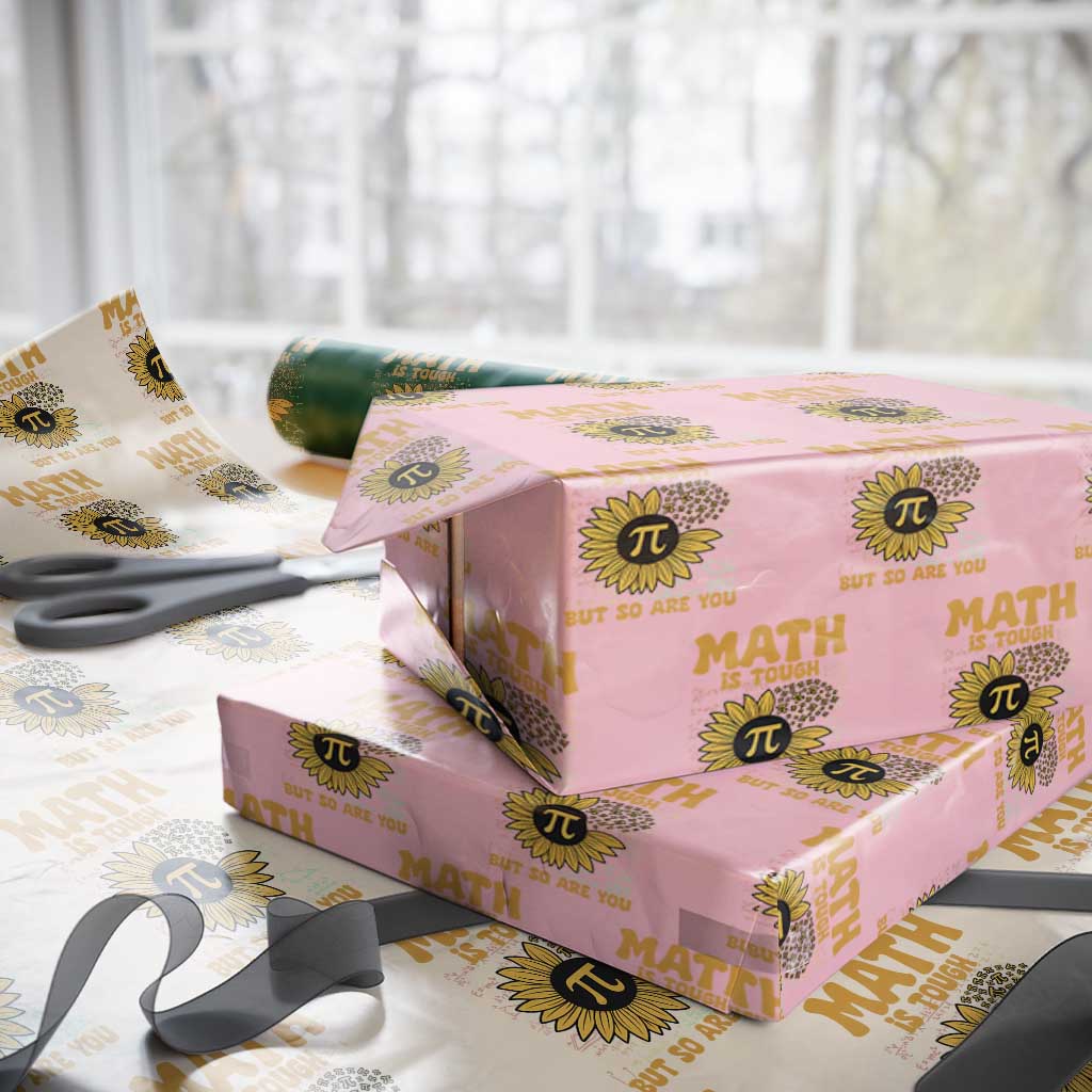 Funny Math Teacher Back To School Wrapping Paper Roll Math Is Tough But So Are You TS14 Light Pink Print Your Wear