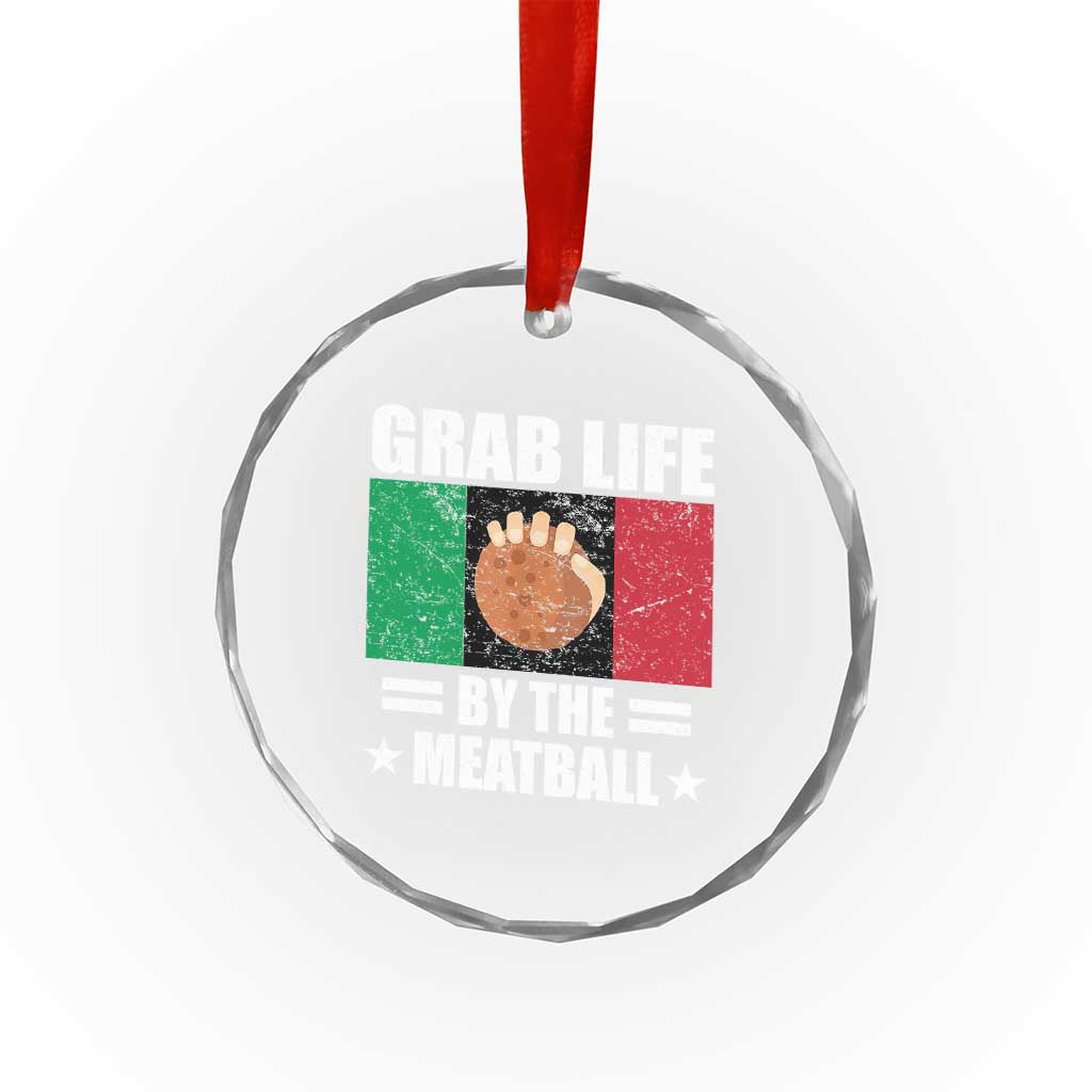 Funny Meatball Crystal Glass Ornament Italian Food Italy Flag TS10 Print Your Wear